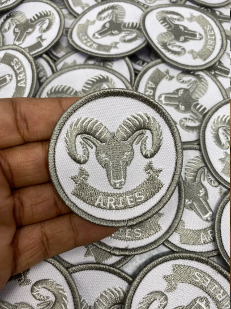 "Aries" Astrology Iron-On Patch, Embroidered Zodiac Signs, Vintage, 3 Inches